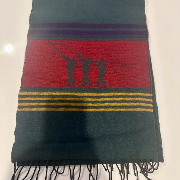 Henry Cotton's Vintage "Fishing" Lambswool Made in Scotland Preppy Scarf - Picture 3 of 9